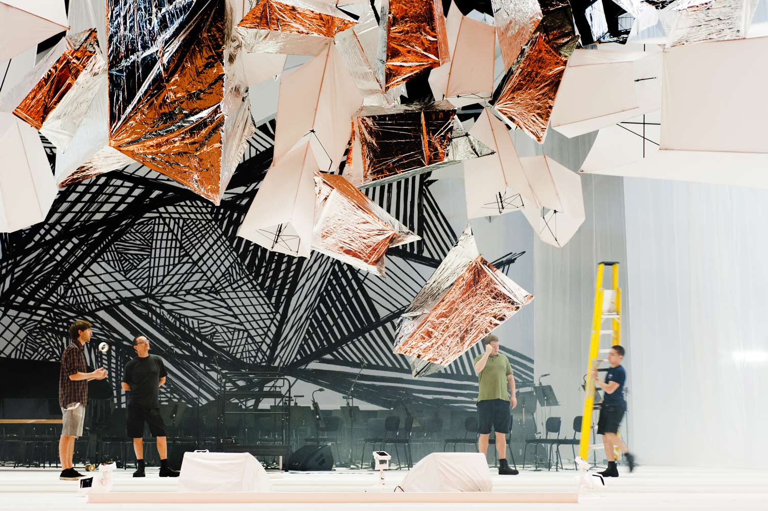 Preparations for Swanlights by Anthony and the Johnsons at the Royal Opera House photography by James Robertshaw 04