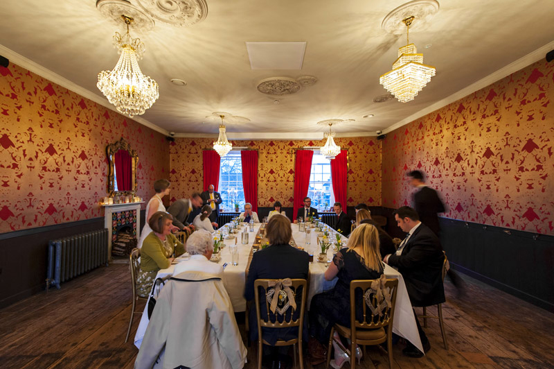 Wedding breakfast at the Bell Ticehurst wedding by Sussex Wedding photographer James Robertshaw