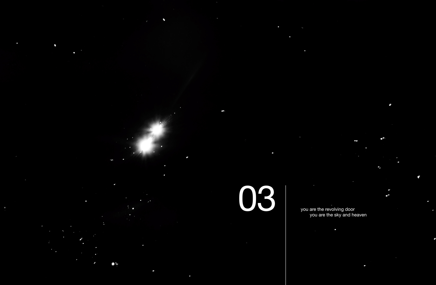 Abstract seascape with text: 03 you are the revolving door you are the sky and heaven